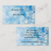 Carte De Visite Flammes de neige de Noël sur un arrière - plan ble (Devant / Derrière)