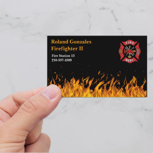 Carte De Visite Flammes et logo des pompiers