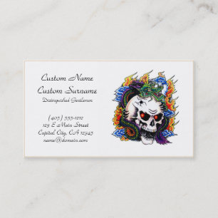 Carte De Visite Flammes fraîches de crâne de dragon de symbole de