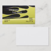 Carte De Visite flammes jaunes de hotrod sur le noir (Devant / Derrière)