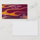 Carte De Visite flammes oranges de hotrod sur la peinture rouge (Devant / Derrière)