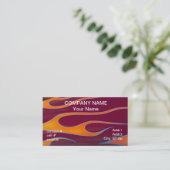 Carte De Visite flammes oranges de hotrod sur la peinture rouge (Debout devant)