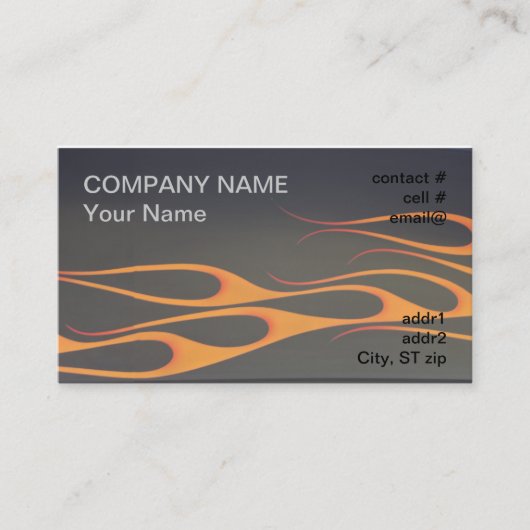 Carte De Visite flammes oranges sur le noir (Devant)