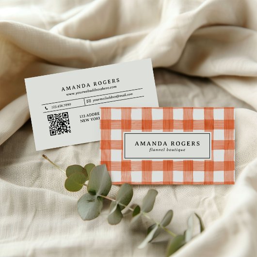 CARTE DE VISITE FLANELLE À CODE QR IMPRIMÉ EN PLAID BUFFLE AUBERGI