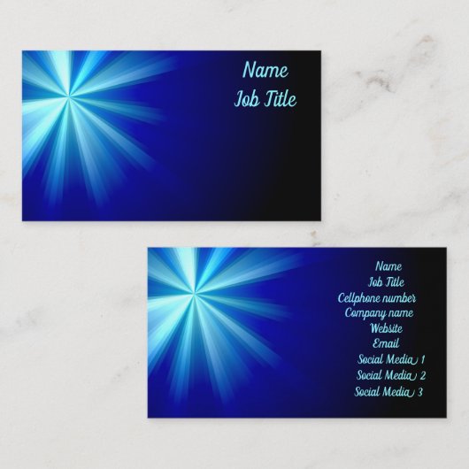 Carte De Visite Flare bleu clair sur bleu foncé (Devant / Derrière)