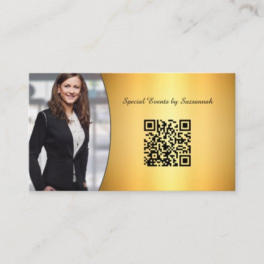 Carte De Visite Flare professionnel Gold personnalisé Photo QR Cod (Devant)