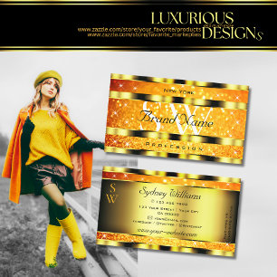 Carte De Visite Flashy Gold Orange Dégradé Parties scintillant 