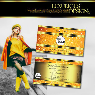 Carte De Visite Flashy Gold Orange dégradé Parties scintillant Éto