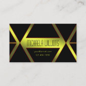 Carte De Visite Flashy noir géométrique Jaune Shimmer professionne (Devant)