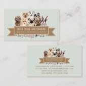 Carte De Visite Flèche de fleurs vertes Chiens d'animaux de compag (Devant / Derrière)