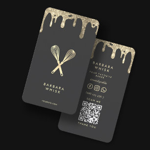 Carte De Visite Flèche d'or moderne Whisk Boulangerie Pâtisserie T