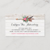 Carte De Visite Flèche en plumes de Bohême & Rose sur bois blanc r (Dos)