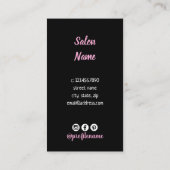 Carte De Visite Flèche et sourcil noirs et roses modernes (Dos)