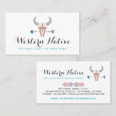 Carte De Visite Flèche tendance crâne de la vache rustique de Bohê (Devant / Derrière)