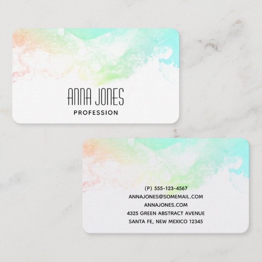 Carte De Visite Flèches Abstraites vert et bleu (Devant / Derrière)