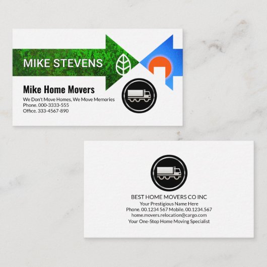 Carte De Visite Flèches de déplacement de la maison créative (Devant / Derrière)