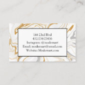 Carte De Visite Flèches de marbre or, blanc et gris (Dos)