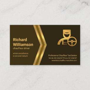 Carte De Visite Flèches d'or Brown Shades Chauffeur Taxi