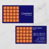 Carte De Visite Flèches LED Carré orange - Bleu foncé (Devant / Derrière)