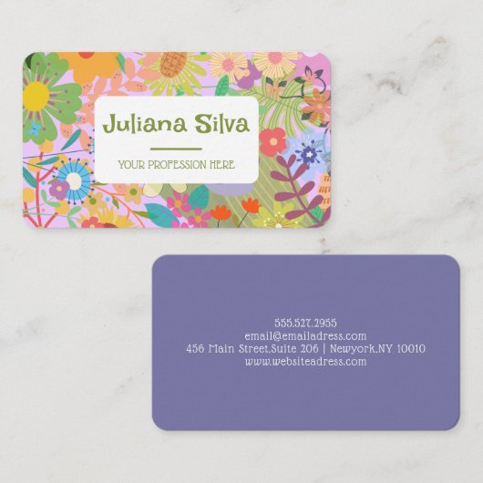 Carte De Visite Fleur (Devant / Derrière)