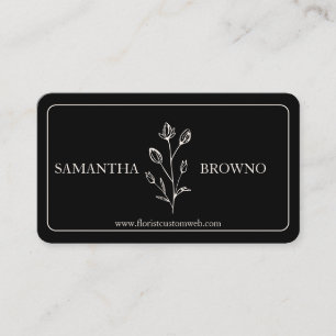 Carte De Visite Fleur à cadre noir