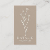 Carte De Visite Fleur à griege rustique chic Boho tendance (Devant)