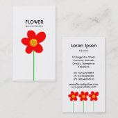 Carte De Visite Fleur à longue tige IV - Blanc (Devant / Derrière)