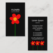Carte De Visite Fleur à longue tige IV - Noir (Devant / Derrière)