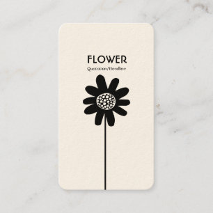 Carte De Visite Fleur à longue tige VII - Noir sur (Crème)