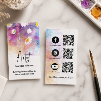 Carte De Visite Fleur Abstraite Peinture Aquarelle Artiste Modifi