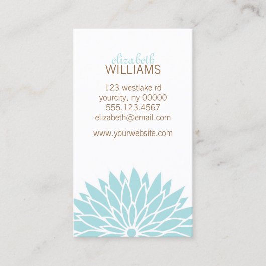 Carte De Visite Fleur Aqua (Devant)
