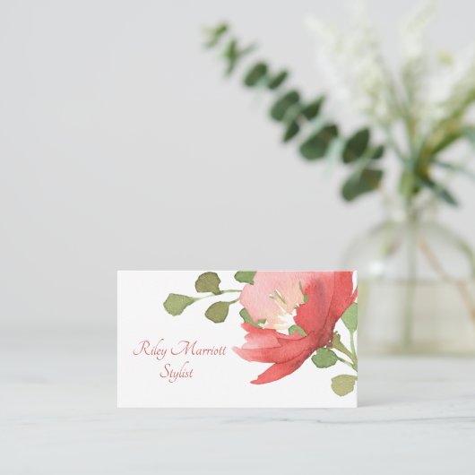 Carte De Visite Fleur aquarelle (Debout devant)
