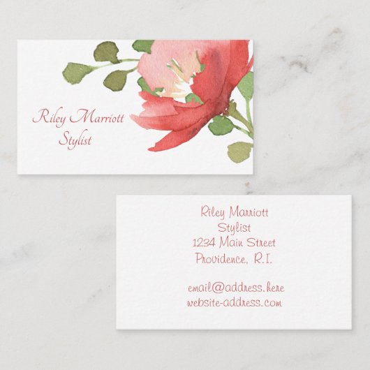 Carte De Visite Fleur aquarelle (Devant / Derrière)