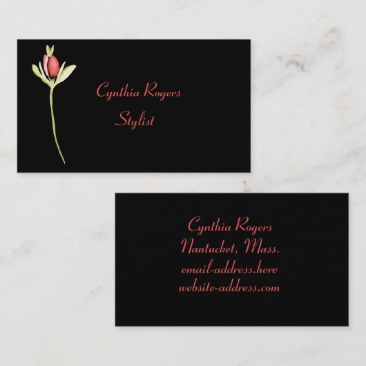 Carte De Visite Fleur aquarelle (Devant / Derrière)