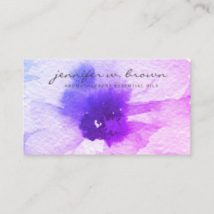 Carte De Visite Fleur aquarelle rose violet personnalisée