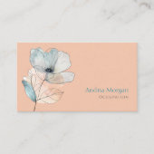 Carte De Visite Fleur Aquarelle tendance, Nom, Code QR, Pêche (Devant)
