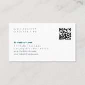 Carte De Visite Fleur Aquarelle tendance, Nom, Code QR, Turquoise (Dos)