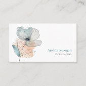 Carte De Visite Fleur Aquarelle tendance, nom et code QR, blanc (Devant)
