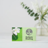 Carte De Visite Fleur blanche et Feuille | Holistique (Debout devant)