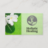 Carte De Visite Fleur blanche et Feuille | Holistique (Devant)