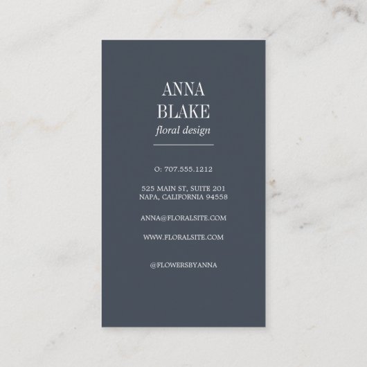 Carte De Visite Fleur blanche Eucalyptus Verticale (Dos)