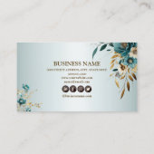Carte De Visite Fleur blanche Turquoise professionnelle Feuilles d (Dos)
