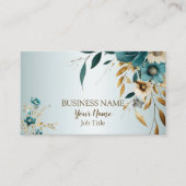 Carte De Visite Fleur blanche Turquoise professionnelle Feuilles d (Devant)