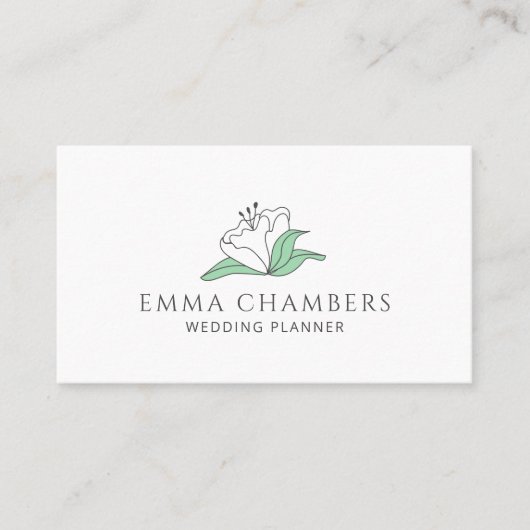 Carte De Visite Fleur blanche wedding planner (Devant)