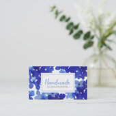 Carte De Visite Fleur Bleu Chic Fleur artisanale Hydrangea Busines (Debout devant)