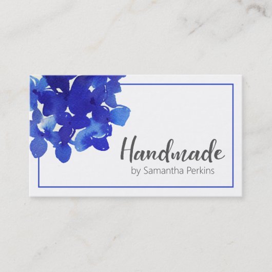 Carte De Visite Fleur bleu simple fait main (Devant)
