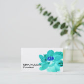 carte de visite fleur bleu turquoise (Debout devant)