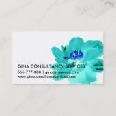carte de visite fleur bleu turquoise (Dos)
