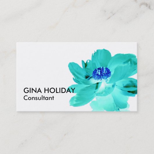 carte de visite fleur bleu turquoise (Devant)