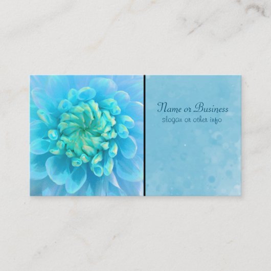 Carte De Visite Fleur bleu turquoise Dahlia en Aquarelle (Devant)